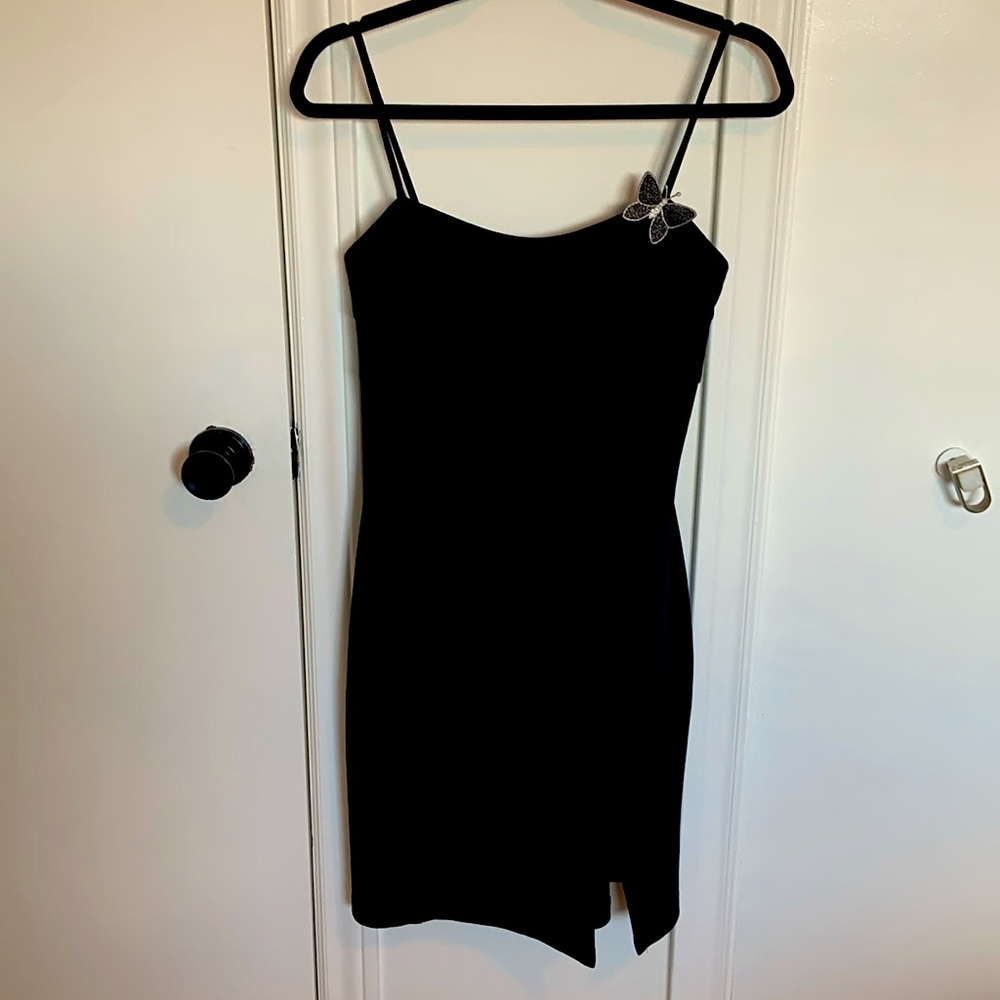 Vintage Black Y2K Dress with Butterfly Detail